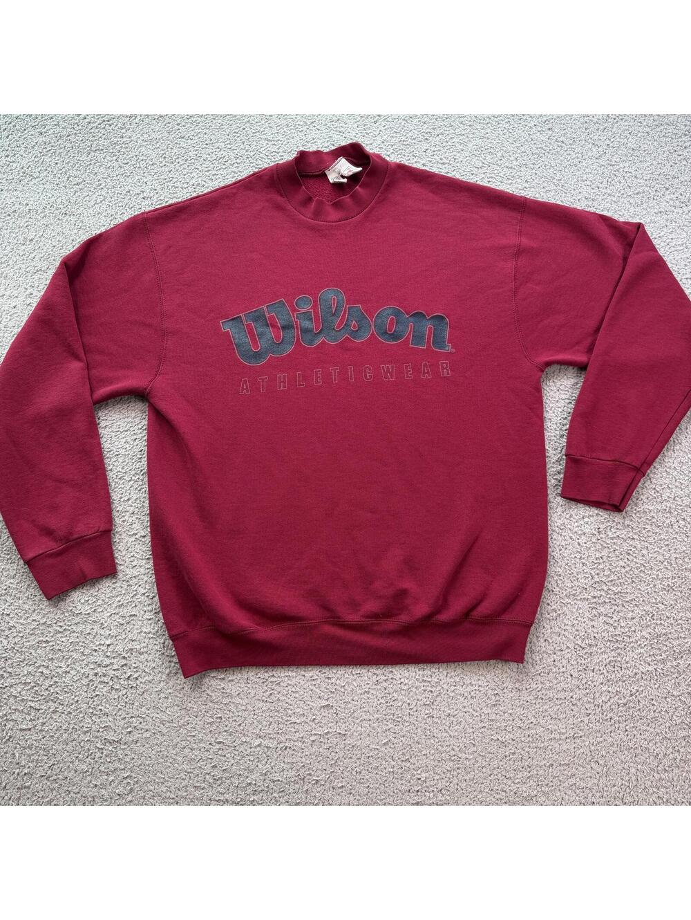 Vintage 90s Wilson Athleticwear Crewneck Sweatshirt Red Faded Made in USA XL